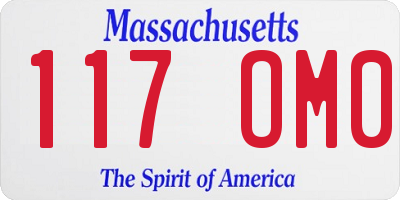 MA license plate 117OM0