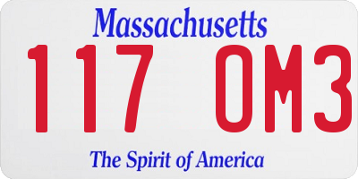 MA license plate 117OM3