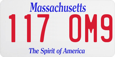 MA license plate 117OM9