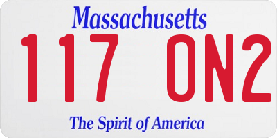 MA license plate 117ON2