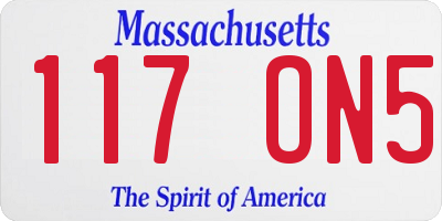 MA license plate 117ON5