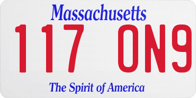 MA license plate 117ON9