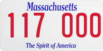 MA license plate 117OO0