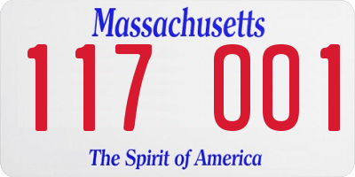 MA license plate 117OO1