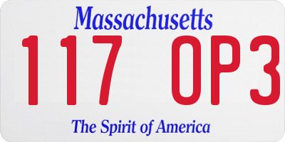MA license plate 117OP3