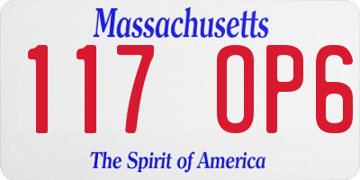 MA license plate 117OP6