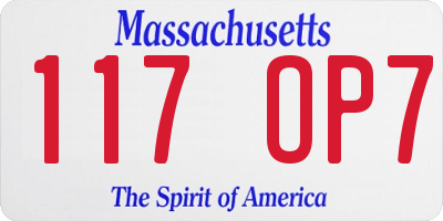MA license plate 117OP7