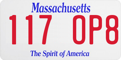 MA license plate 117OP8