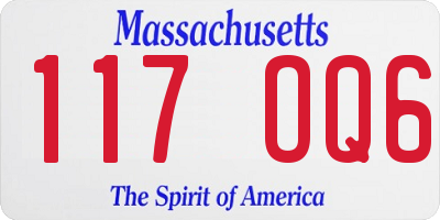 MA license plate 117OQ6