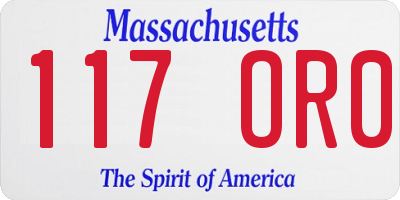 MA license plate 117OR0