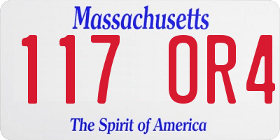MA license plate 117OR4