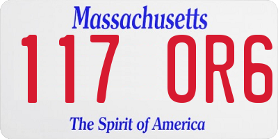 MA license plate 117OR6