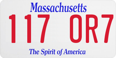 MA license plate 117OR7