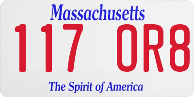 MA license plate 117OR8