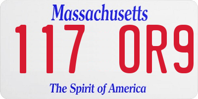 MA license plate 117OR9
