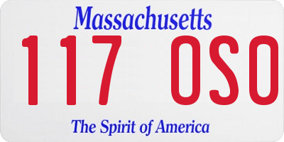 MA license plate 117OS0