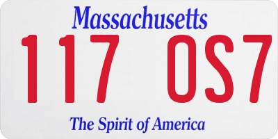 MA license plate 117OS7