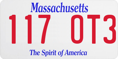 MA license plate 117OT3