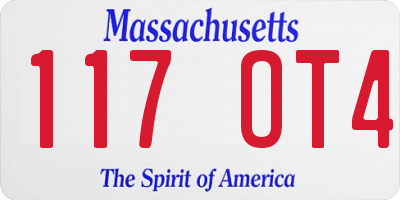 MA license plate 117OT4