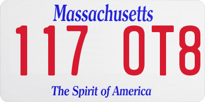 MA license plate 117OT8
