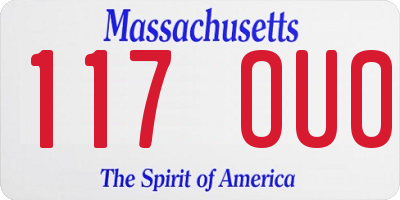 MA license plate 117OU0