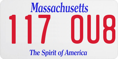 MA license plate 117OU8