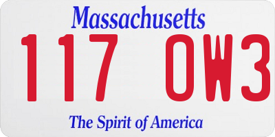 MA license plate 117OW3