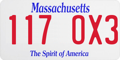 MA license plate 117OX3