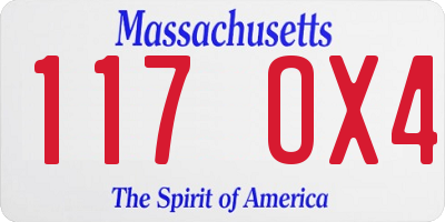 MA license plate 117OX4