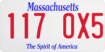 MA license plate 117OX5