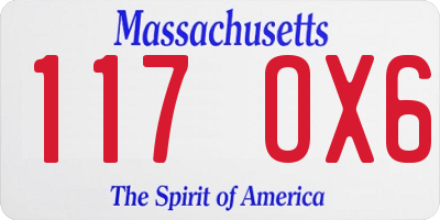 MA license plate 117OX6