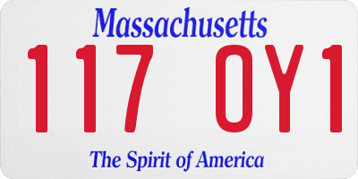 MA license plate 117OY1