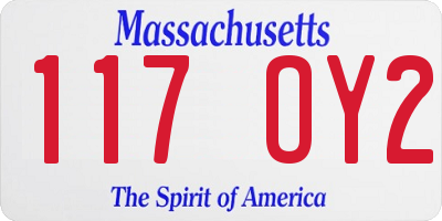 MA license plate 117OY2