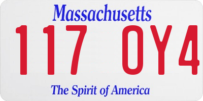MA license plate 117OY4