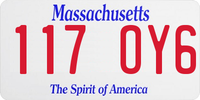 MA license plate 117OY6