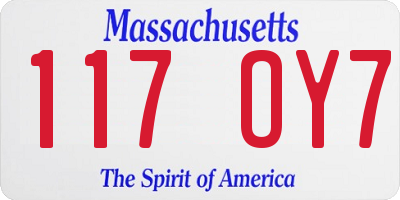 MA license plate 117OY7