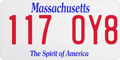 MA license plate 117OY8