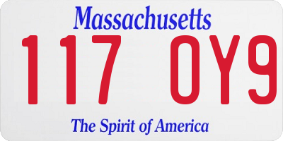 MA license plate 117OY9