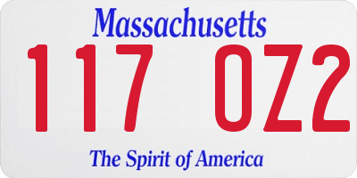 MA license plate 117OZ2