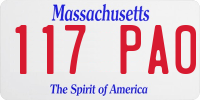 MA license plate 117PA0