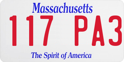 MA license plate 117PA3