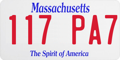 MA license plate 117PA7