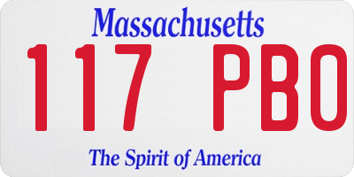 MA license plate 117PB0