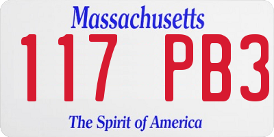 MA license plate 117PB3
