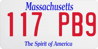 MA license plate 117PB9