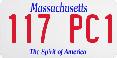 MA license plate 117PC1