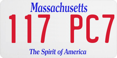 MA license plate 117PC7