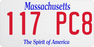 MA license plate 117PC8