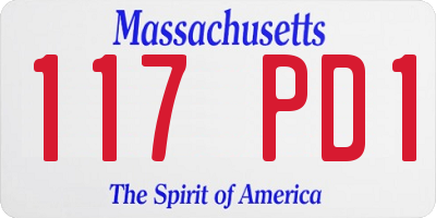 MA license plate 117PD1