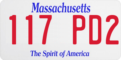 MA license plate 117PD2